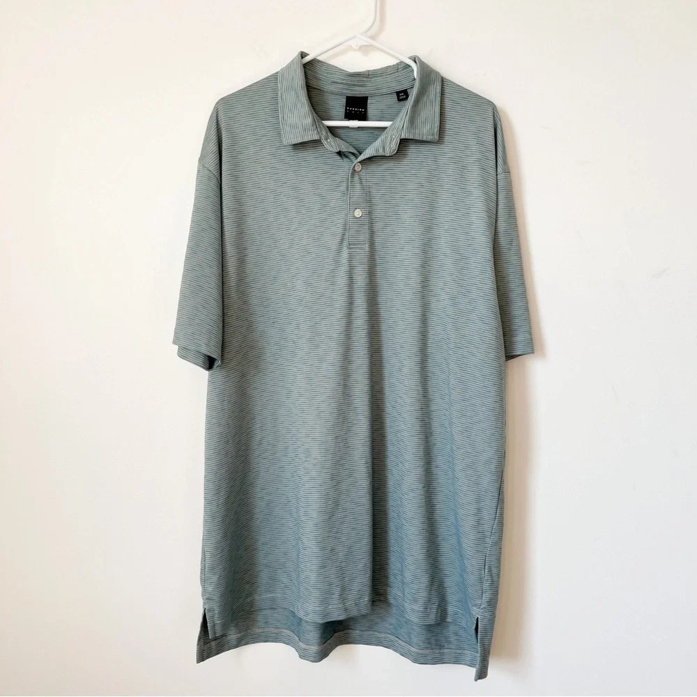 Dunning Golf Polo Blue‎ Grey Striped Men's XXL Short Sleeve Collared